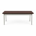 Lesro Newport Coffee Table Metal Frame 20x40in High Pressure Laminate Top, Silver, Cocoa Walnut top NP0840